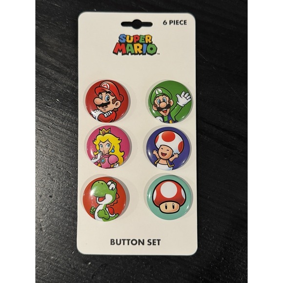 Nintendo Other - Nintendo Super Mario Galaxy Movie Bros Button Pin Set NEW Nintendo Rare Luigi